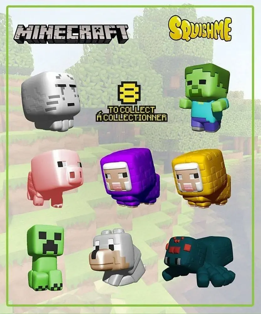 Minecraft Squishme Serie 1 Anti-Stress-Figuren 6 cm Display