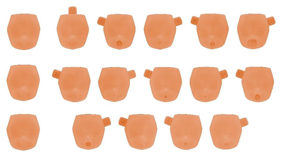 Megami Device M.S.G. Zubehör-Set für Plastic Model Kits 1/1 10 Face Set Puni Mofu 01 Skin Color E