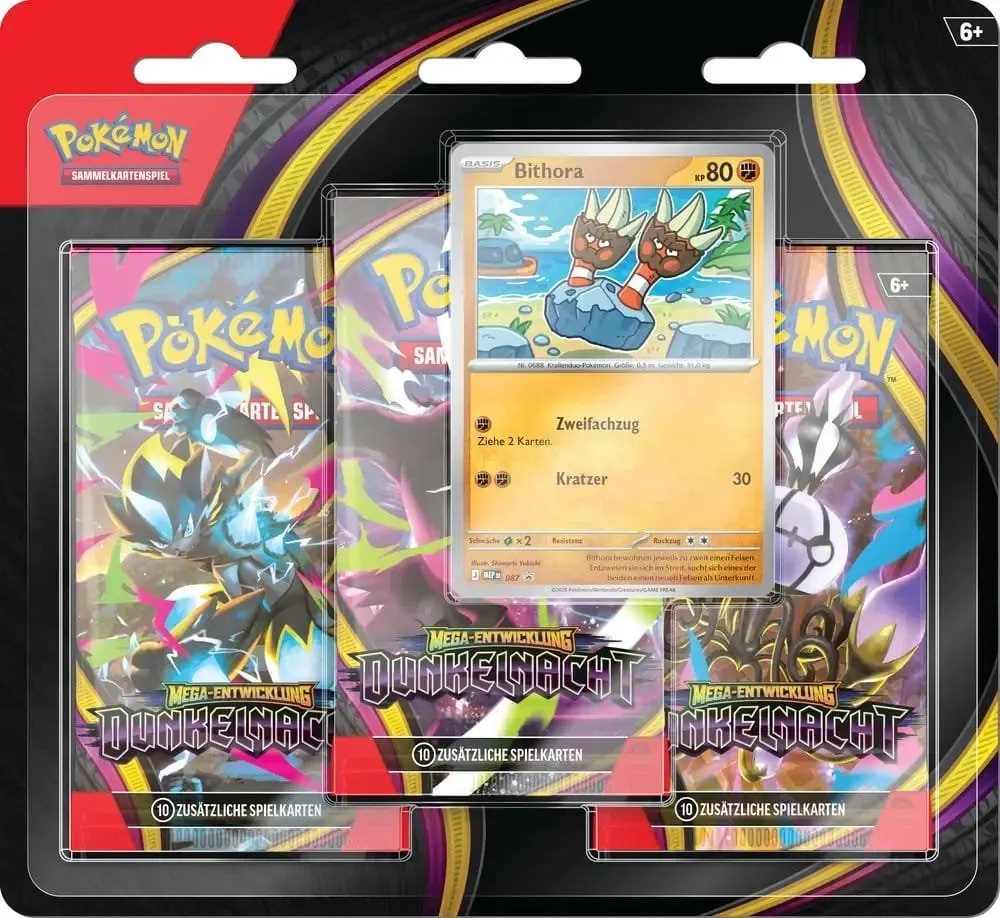 Pokemon TCG: Mega-Entwicklung – Dunkelnacht 3er-Pack Blister Deutsche Version