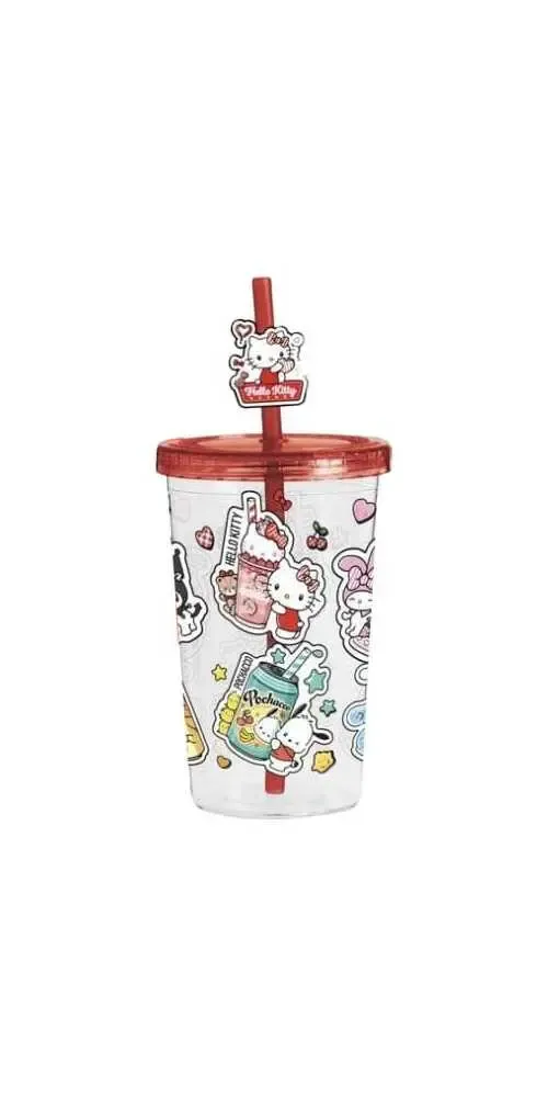 Hello Kitty and Friends Becher mit Strohhalm American Diner Version