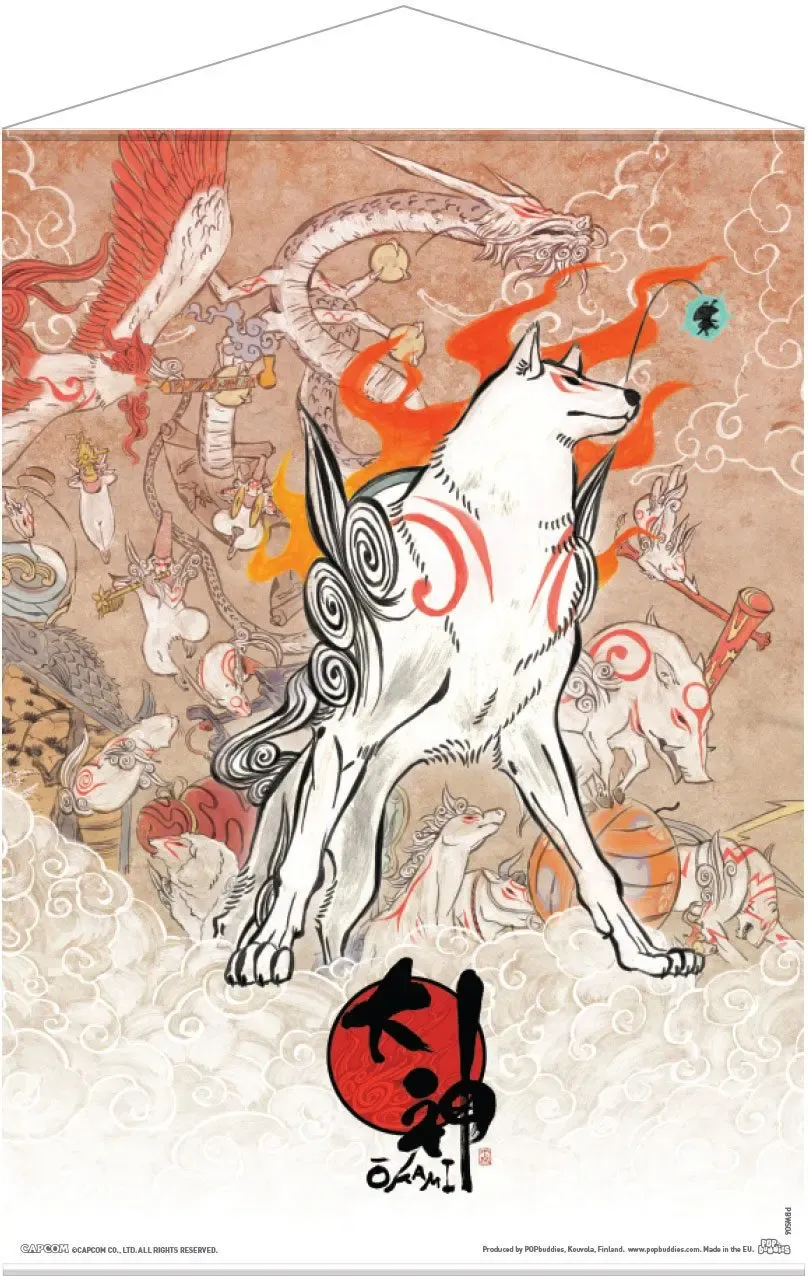 Okami Wandrolle Amaterasu and Celestial Brush Gods 50 x 70 cm