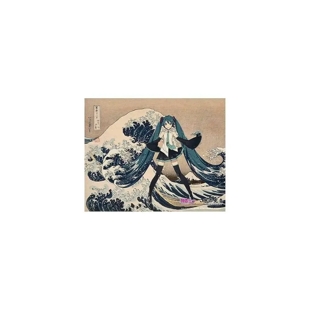 Hatsune Miku x Katsushika Hokusai iXima Leinwandkunst The Great Wave off Kanagawa/Fine Wind, Clear Morning 27 x 22 cm