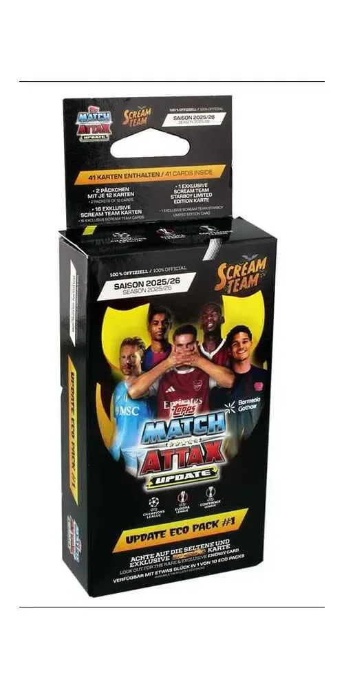 UEFA Champions League Match Attax Trading Cards 2025/26 Mega Multipack Update Scream Team *Deutsche Version*