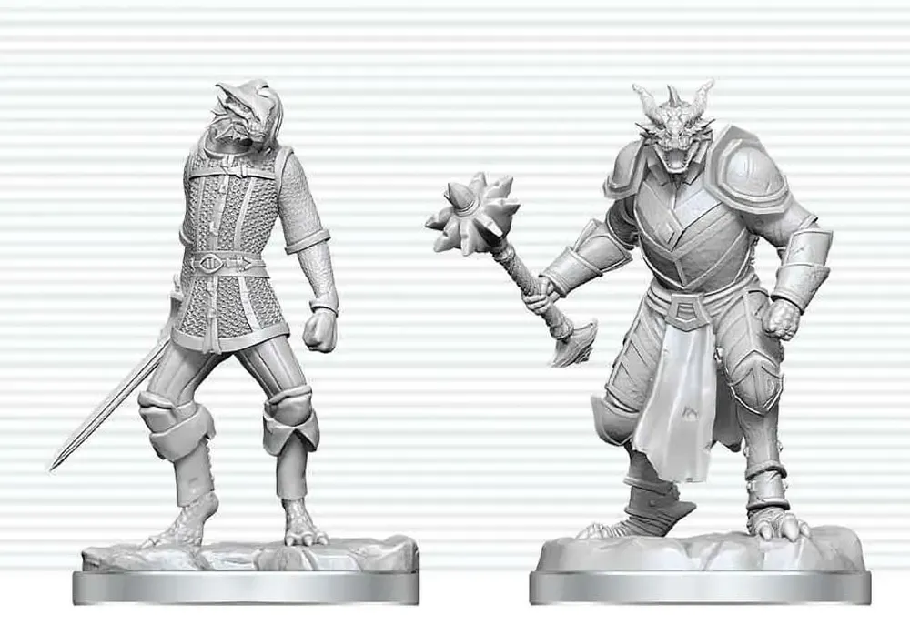 Dungeons & Dragons Nolzur's Marvelous Miniatures Miniatur unbemalt Drachengeborener Paladin & Drachengeborener Knappe 14 cm