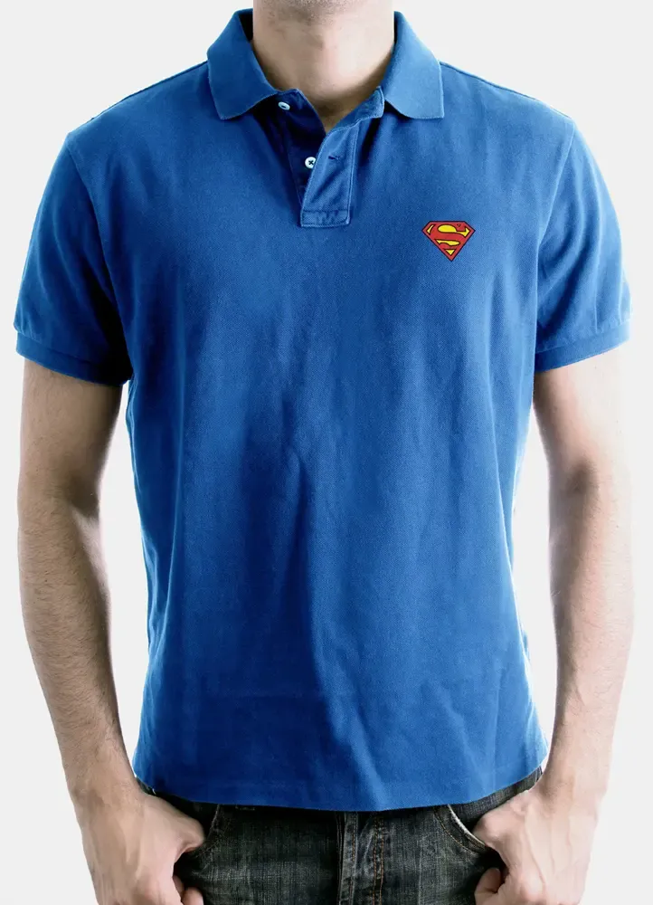Superman Polo Shirt Logo blau