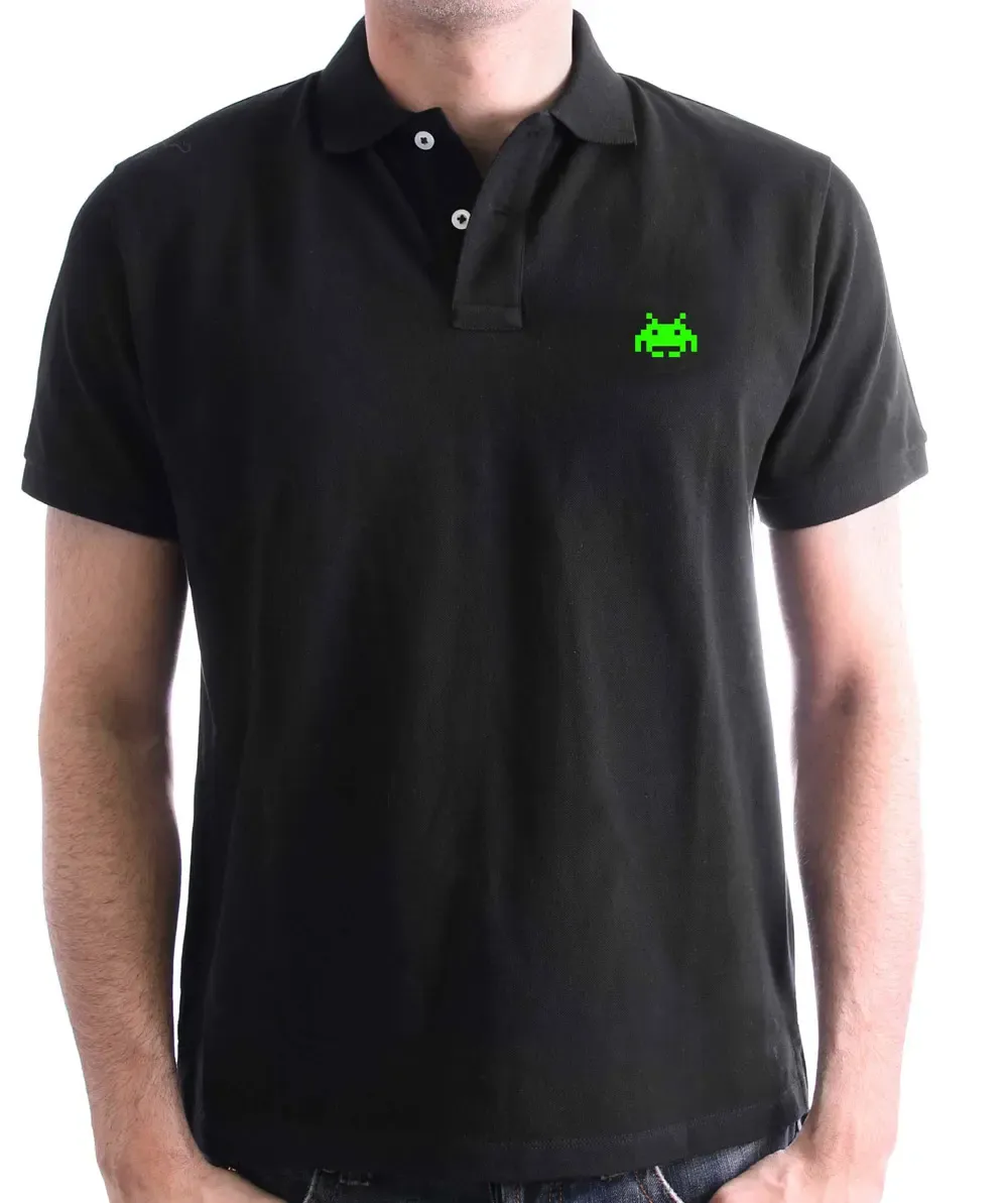Space Invaders Polo Shirt Green Logo
