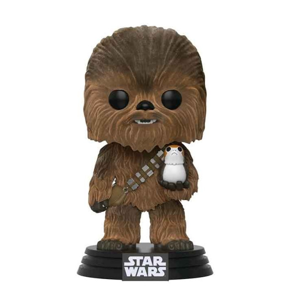 Star Wars VIII Chewbacca & Porg POP! Flocked Figur 9 cm