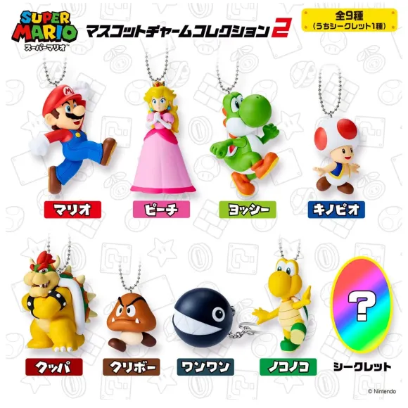 Super Mario Schlüssenanhänger 5 cm Mascot Charm Collection Wave 2 Blind Bag Display (10)