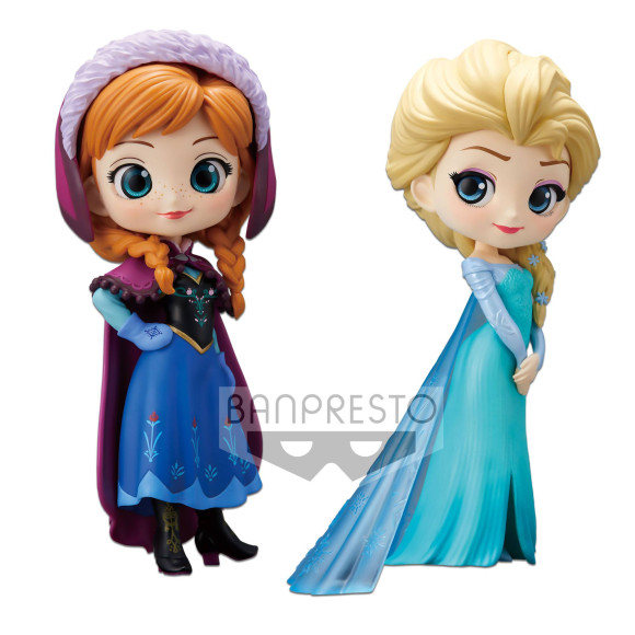Disney Q Posket Minifiguren Doppelpack Anna & Elsa 14 cm