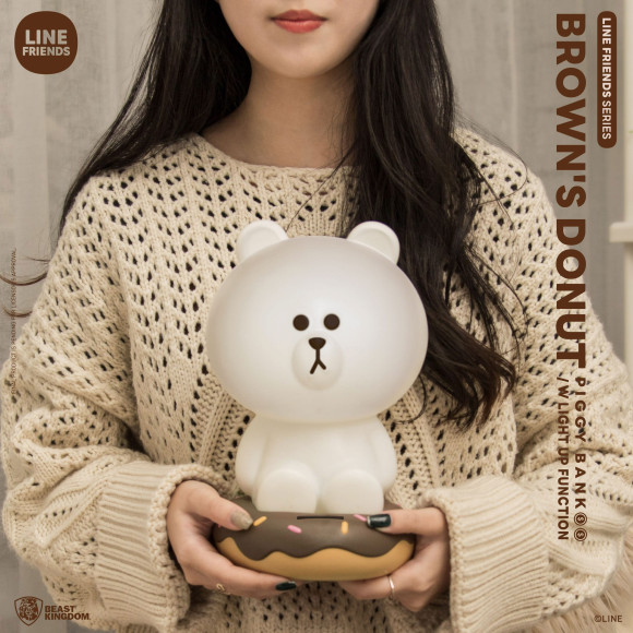 Line Friends Series Bear Browns Donut Spardose mit Leuchtfunktion 25 cm