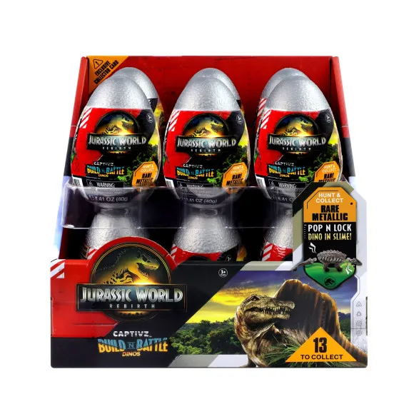 Jurassic World: Die Wiedergeburt Pop N Lock Blind Box Display Captivz Build n Battle Dinos (12) 
