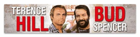 Bud Spencer & Terence Hill Blechschild mit Magnet Autogramm 16 x 3,5 cm