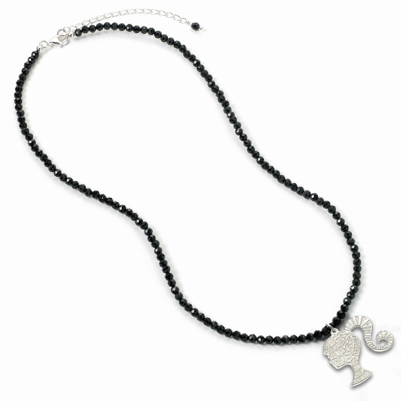 Barbie Halskette & Anhänger Silhouette on Black Onyx Bead (Sterling Silber)