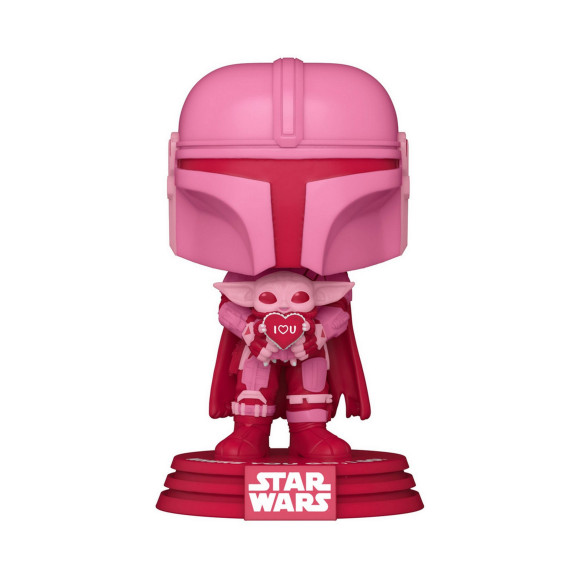 Star Wars Valentines POP! Star Wars Vinyl Figur Mando w/Grogu 9 cm