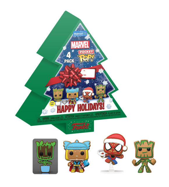 Marvel 4er-Pack Tree Holiday Box 2022 Pocket POP! Vinyl Schlüsselanhaenger 4 cm