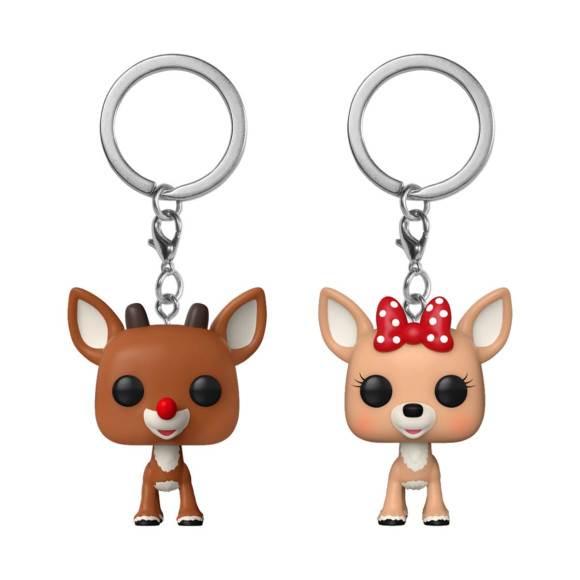 Rudolph mit der roten Nase POP! Vinyl Schlüsselanhänger 2er-Pack Rudolph & Clarice 4 cm
