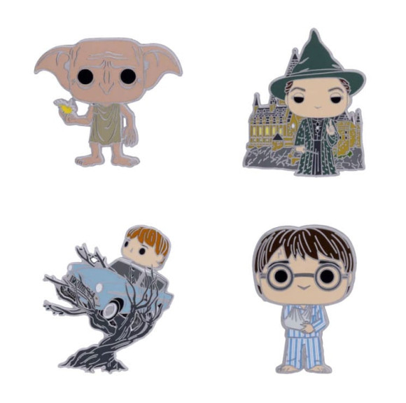 Harry Potter POP! Pin Ansteck-Pins 4er-Set HP Anniversary Chamber of Secrets 10 cm