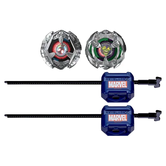 Beyblade X und Marvel Collab Miles Morales 1-60GN vs. Green Goblin 9-80HT