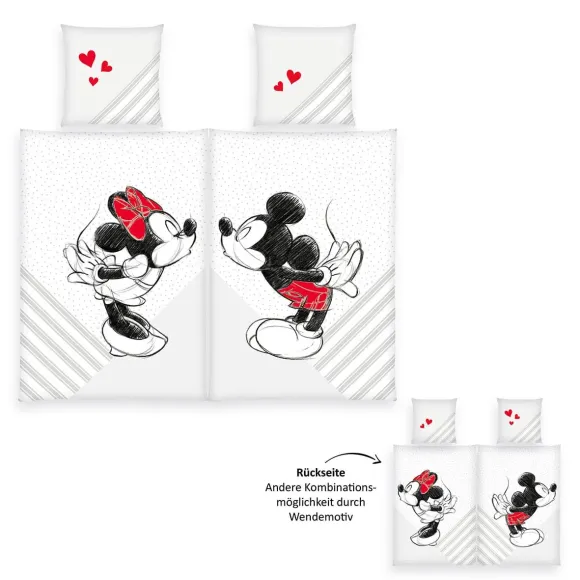 Disney Bettwäsche 2er-Pack Mickey & Minnie Mouse 135 x 200 cm 