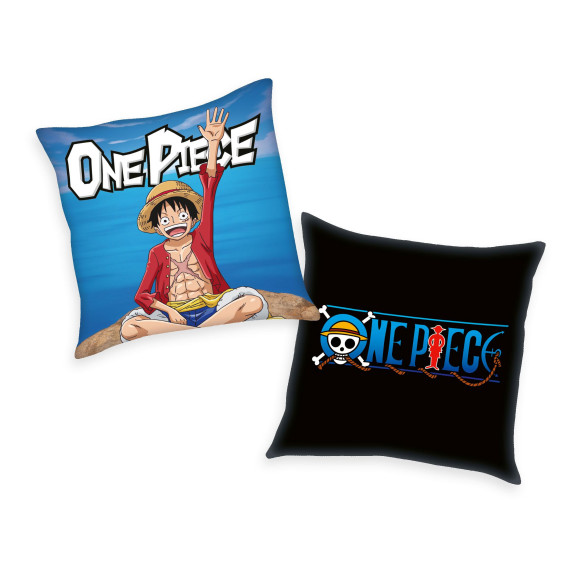 One Piece Kissen Logo & Monkey D. Ruffy 40 x 40 cm
