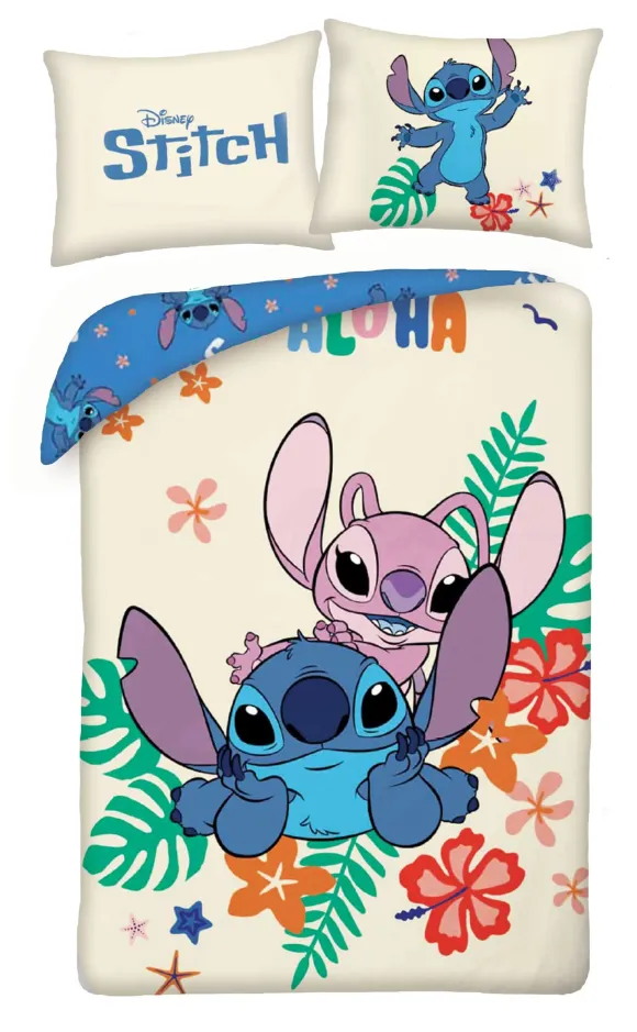 Lilo & Stitch Bettwäsche Stitch & Angel Flowers 140 x 200 cm / 70 x 90 cm           