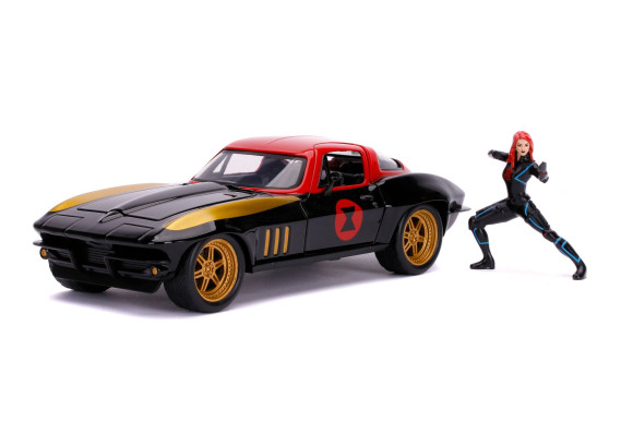Marvel Avengers Hollywood Rides Diecast Modell 1/24 1966 Chevy Corvette mit Figur