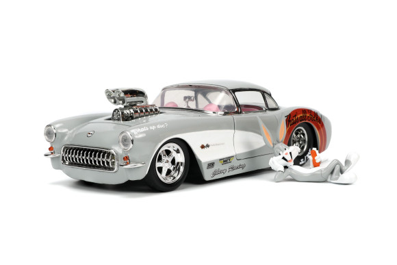 Looney Tunes Hollywood Rides Diecast Modell 1/24 1957 Chevrolet Corvette mit Bugs Bunny Figur