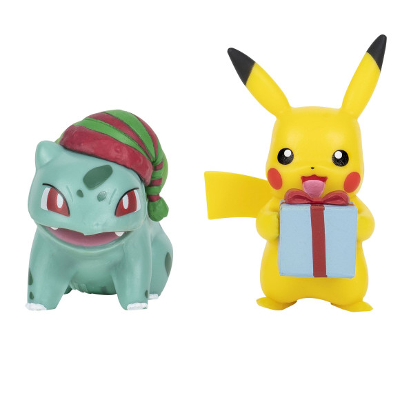 Pokémon Battle Figure Pack Minifiguren 2er-Pack Weihnachts-Edition: Pikachu & Bisasam 5 cm