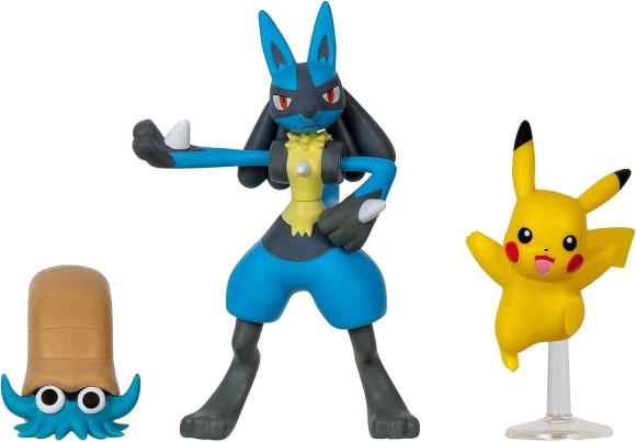 Pokémon Battle Figure Set Figuren 3er-Pack Pikachu, Amonitas, Lucario