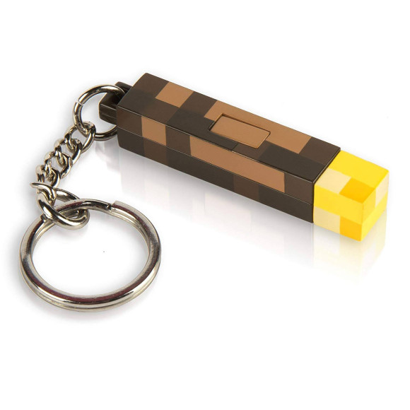 Minecraft Fackel 3D Schlüsselanhänger mit Leuchtfunktion 5 cm