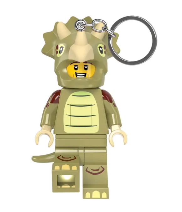 LEGO Minifigures Schlüsselanhänger mit Leuchtfunktion Triceratops Kostüm-Fan 8 cm           