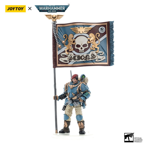 Warhammer 40k Actionfigur 1/18 Astra Militarum Tempestus Scions Command Squad 55th Kappic Eagles Banner Bearer 12 cm
