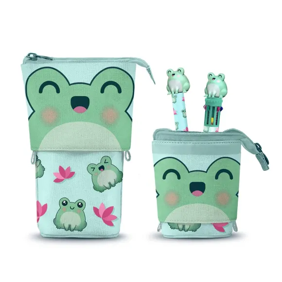 Oh My Pop! Pop Up Federmäppchen mit Zehnfarbkugelschreiber & löschbarem Gelstift Froggy 