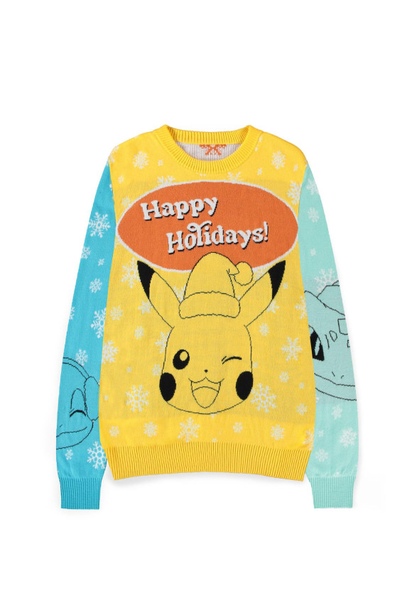 Pokémon Pullover Pikachu, Bulbasaur, Squirtle & Charmender (Christmas Jumper) Größe L