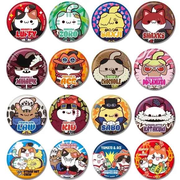 One Piece Mega Cat Project Nyan Piece Nyan! Metall Ansteck-Buttons 5 cm Sortiment (16)  