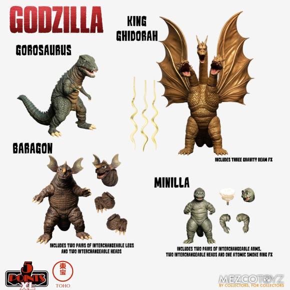 Godzilla: Frankenstein und die Monster aus dem All 5 Points XL Actionfiguren Deluxe Box Set Round 2
