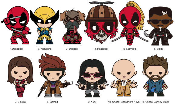 Marvel 3D PVC-Taschenanhänger Deadpool Series 1 Display (24)