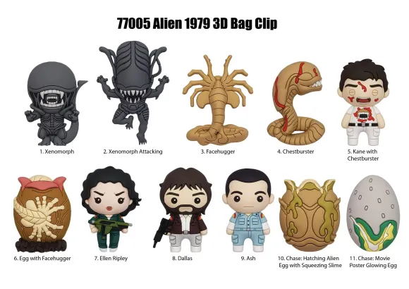 Alien 3D PVC-Taschenanhänger Series 1 Display (24)      