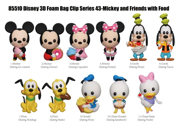 Mickey & Friends 3D PVC-Taschenanhänger Mickey & Friends with Food Series 43 Display (24)            