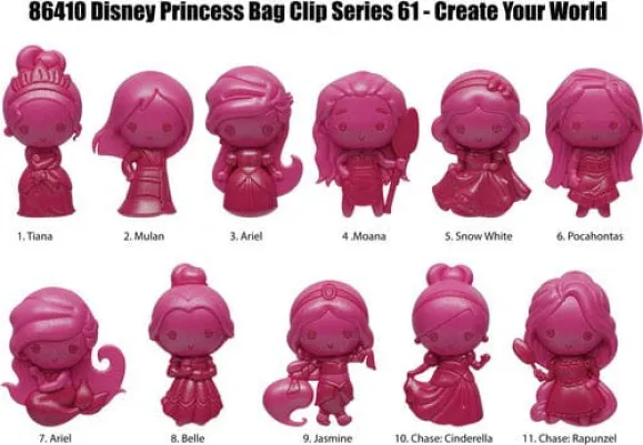 Disney Create your World 3D PVC-Taschenanhänger Princess Serie 64 Display (24) 