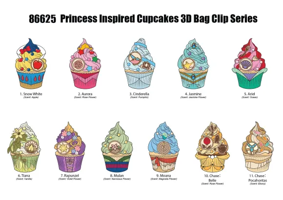 Disney Prinzessin 3D PVC-Taschenanhänger Cupcake Display (24)