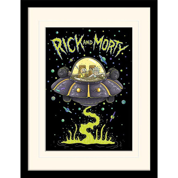 Rick and Morty Collector Print Poster im Rahmen Ufo (white background)