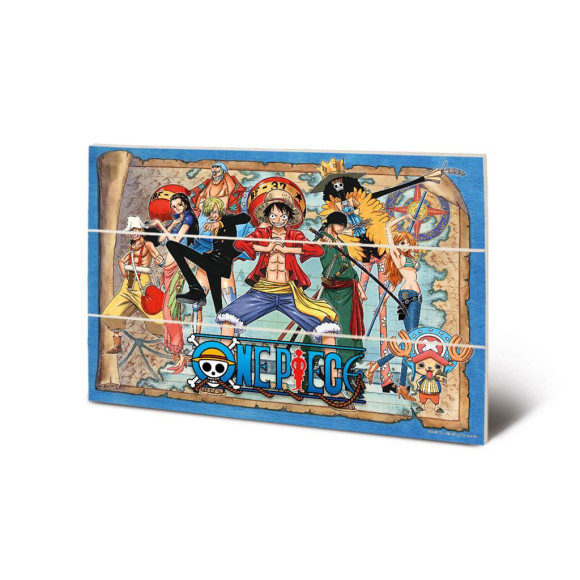 One Piece Holzdruck Straw Hat Pirates Map 20 x 30 xm