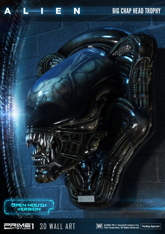 Warrior Alien 3D Wand-Relief Head Trophy Open Mouth Version 58 cm