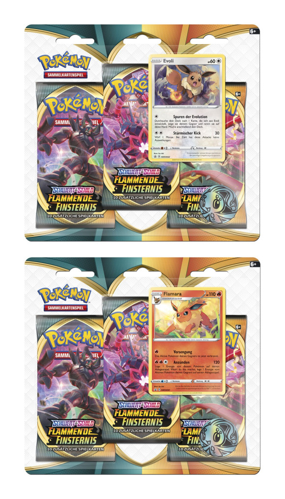 Pokémon Schwert und Schild Flammende Finsternis Blister Booster 3er-Pack