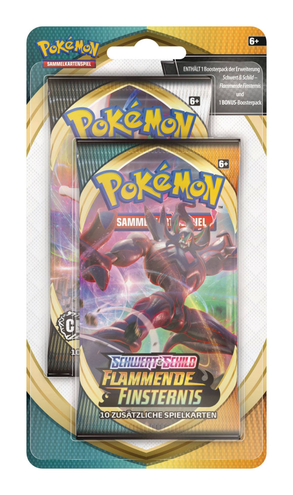 Pokémon Schwert und Schild Flammende Finsternis Blister Booster 2-Pack Display
