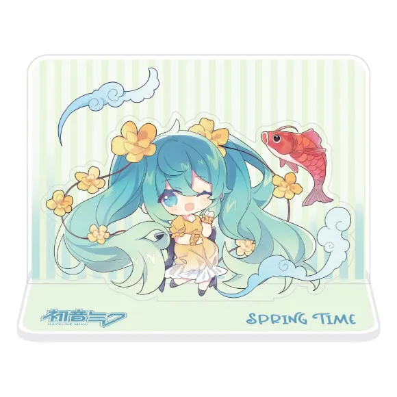 Hatsune Miku Acryl Figurenaufsteller aus Acryl Hatsune Miku Spring Time Chibi Miku with Koi 11 cm 