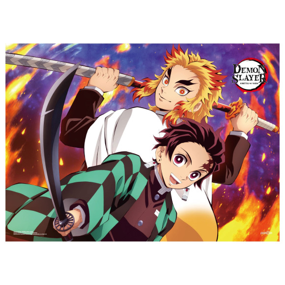 Demon Slayer: Kimetsu no Yaiba Fabric Poster Tanjiro And Kyojuro Rengoku 84 x 118 cm