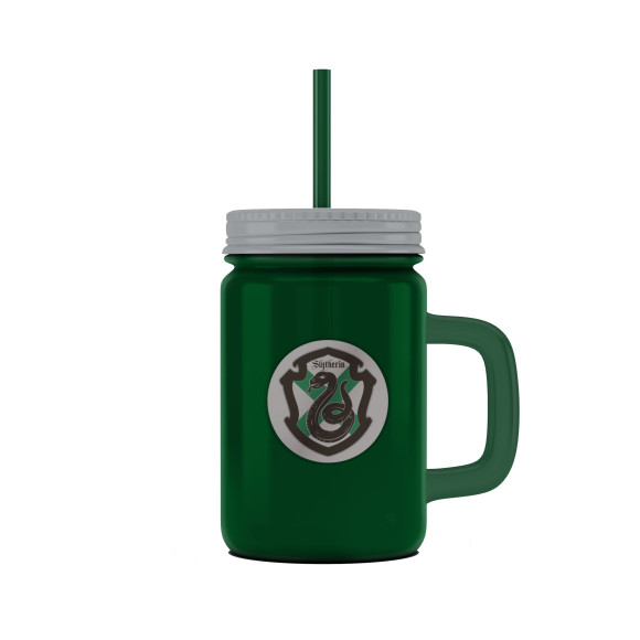 Harry Potter Mason Jar Glas Slytherin Logo