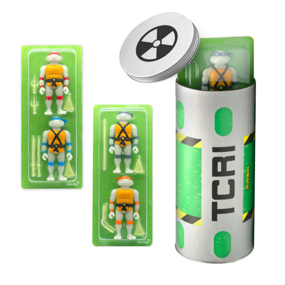 Teenage Mutant Ninja Turtles Ooze Canister 4er-Pack ReAction Actionfiguren GITD 10 cm SDCC 2020